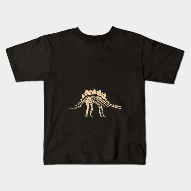 Stegosaurus Dinosaur T-shirt, Spikey Dino Tee, Skeleton Tshirt, Spiney Shirt, Dino Bones, Spike Backed Prehistoric Reptiles Kids T-Shirt by theglaze